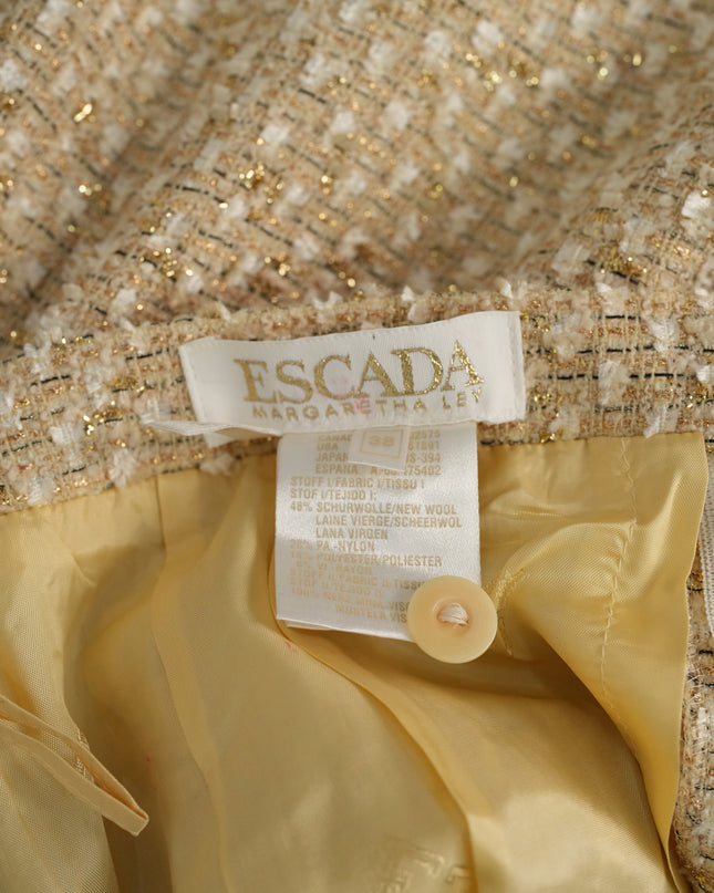 VINTAGE GOLD SUIT WITH FUR TRIM MINK SIZE 38