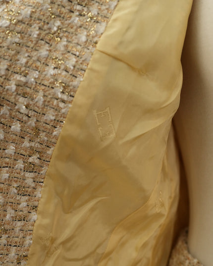 VINTAGE GOLD SUIT WITH FUR TRIM MINK SIZE 38