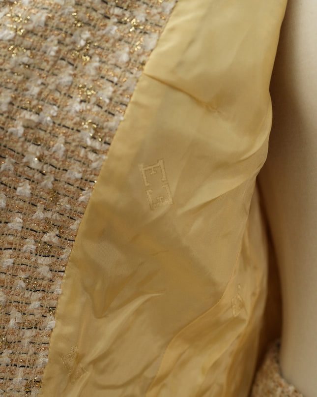 VINTAGE GOLD SUIT WITH FUR TRIM MINK SIZE 38