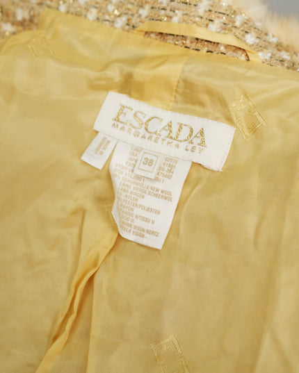 VINTAGE GOLD SUIT WITH FUR TRIM MINK SIZE 38
