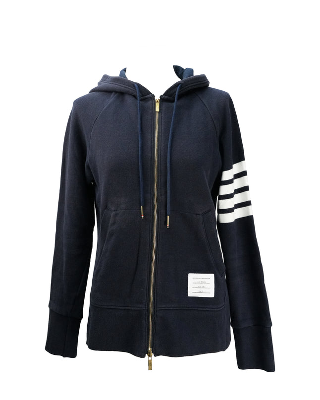 4-BAR ZIP-UP COTTON HOODIE SIZE 3 NAVY BLUE