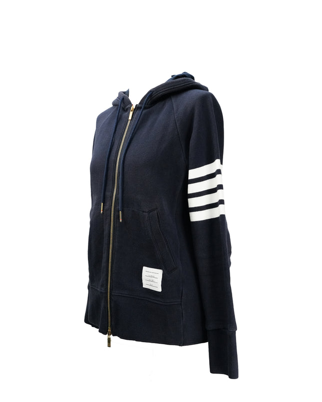 4-BAR ZIP-UP COTTON HOODIE SIZE 3 NAVY BLUE