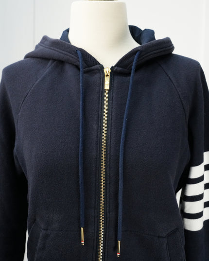4-BAR ZIP-UP COTTON HOODIE SIZE 3 NAVY BLUE