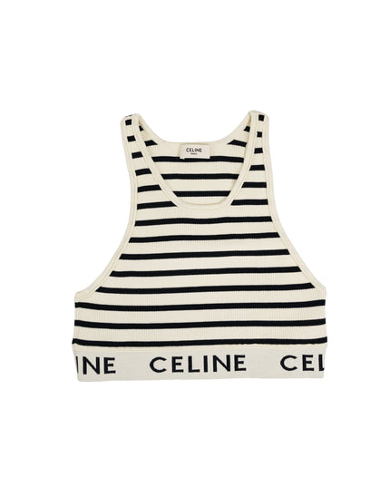 TANK TOP WHITE WITH BLACK STRIPES SIZE S