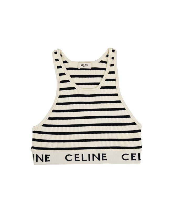 TANK TOP WHITE WITH BLACK STRIPES SIZE S