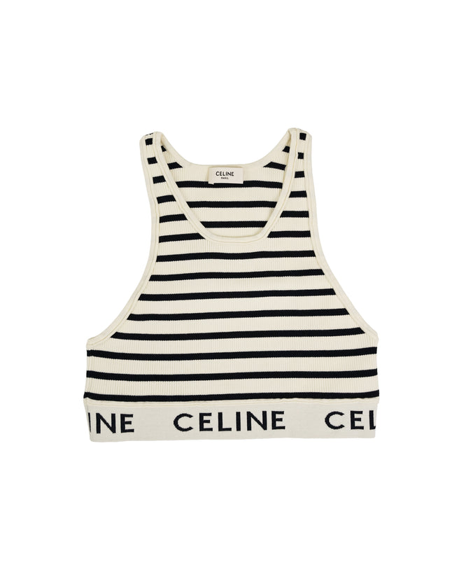 TANK TOP WHITE WITH BLACK STRIPES SIZE S