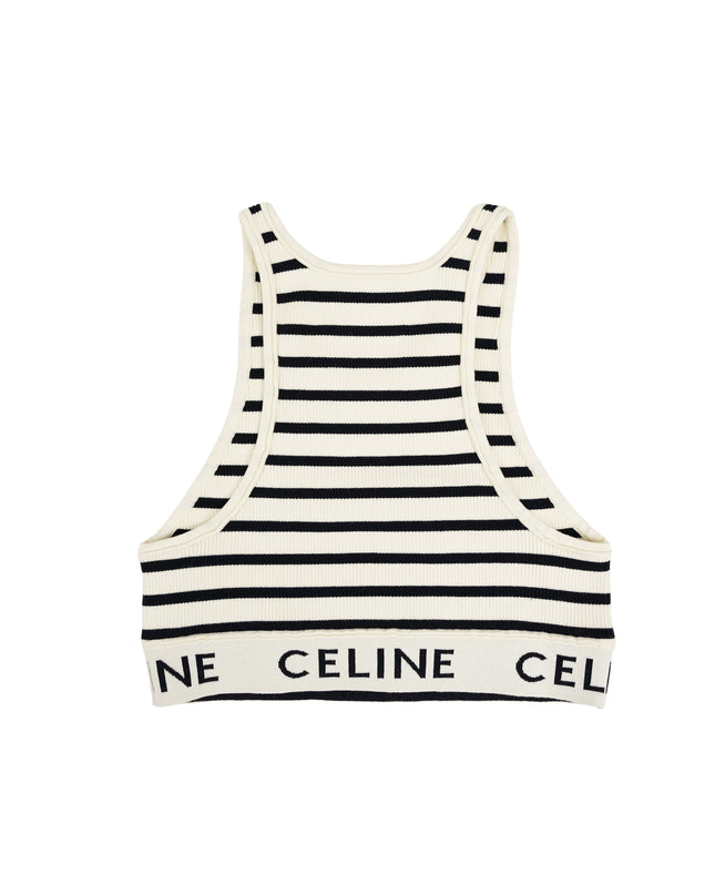 TANK TOP WHITE WITH BLACK STRIPES SIZE S